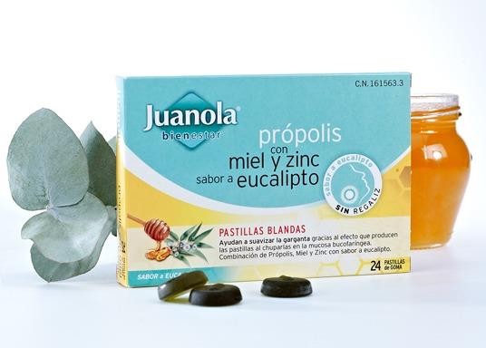 JUANOLA PRÓPOLIS CON MIEL Y ZINC 24 PASTILLAS DE GOMA