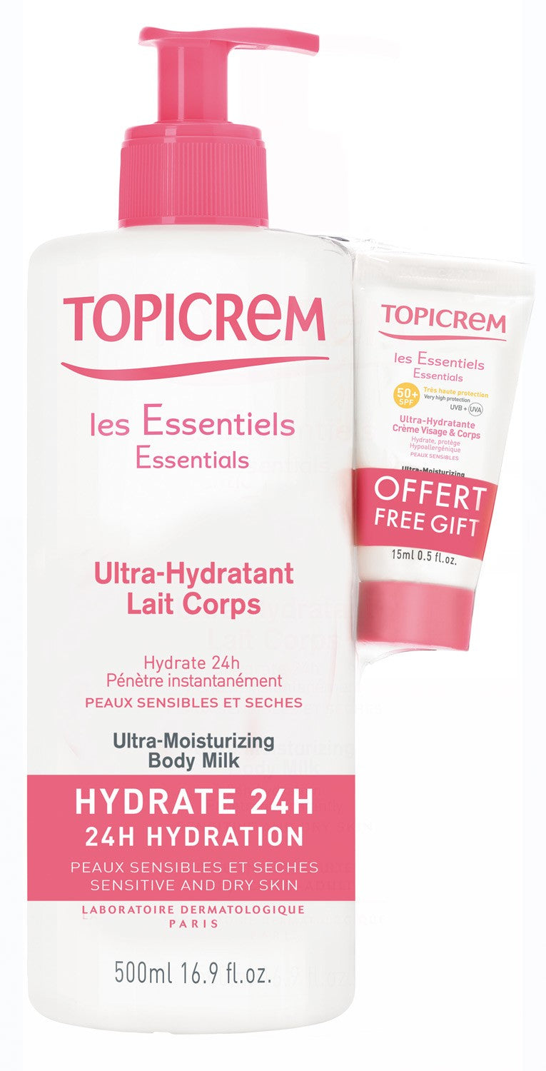 TOPICREM ULTRAHIDRATANTE CREMA CORPORAL500ML + CREMA HIDR. CARA Y CUERPO 50SPF REGALO