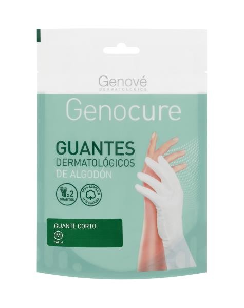 GENOCURE GUANTES DERMATÓLOGICOS DE ALGODÓN 2 U GUANTE CORTO TALLA M