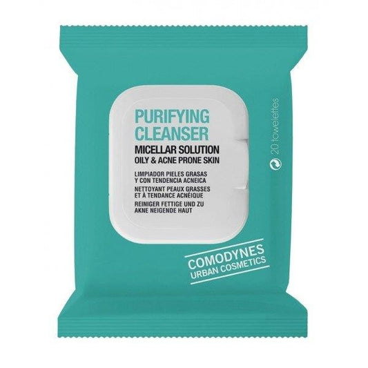 COMODYNES PURIFYNG CLEANSER LIMPIADOR PIELES GRASAS Y CON TENDENCIA ACNEICA 20 TOALLITAS