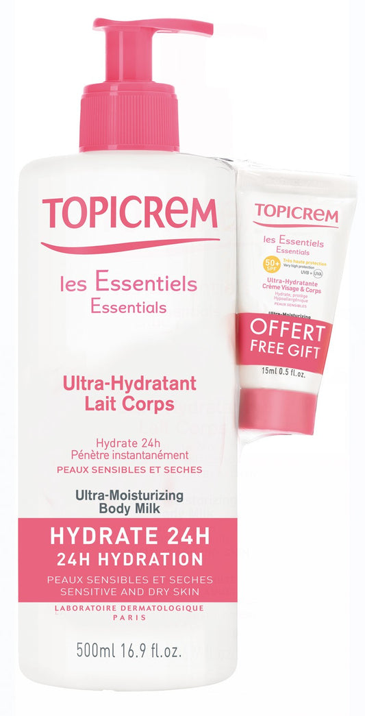 TOPICREM ULTRAHIDRATANTE CREMA CORPORAL500ML + CREMA HIDR. CARA Y CUERPO 50SPF REGALO