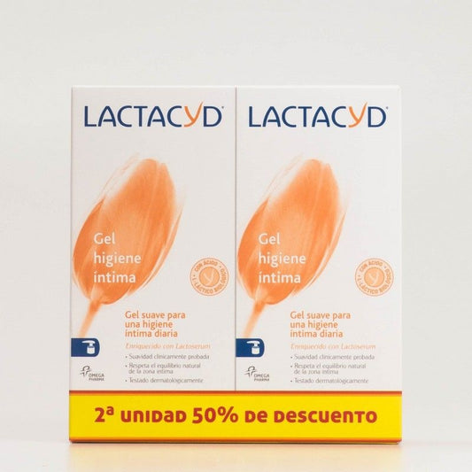 DUPLO LACTACYD GEL HIGIENE ÍNTIMA  2ª UNIDAD AL 50 %200ML + 200ML