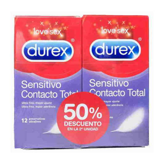 DUREX SENSITIVO CONTACTO TOTAL 12 + 12 PRESERVATIVOS