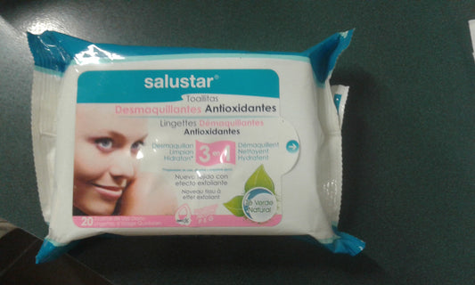 SALUSTAR TOALLITAS DESMAQUILLANTES ANTIOXIDANTES 3 EN 1 20 U